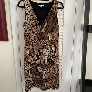 Sandra Darren Size 12. Brown Black Tan Animal Print w/ruffled bottom